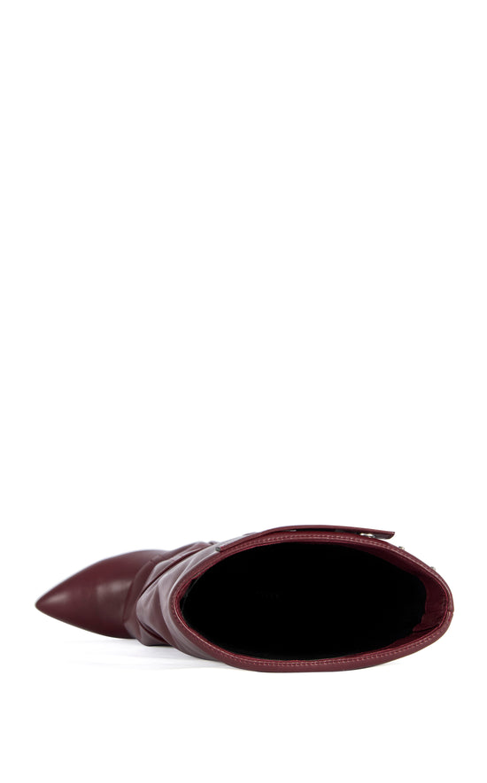 RAILAY-BURGUNDY POINTED TOE WEDGE BOOT