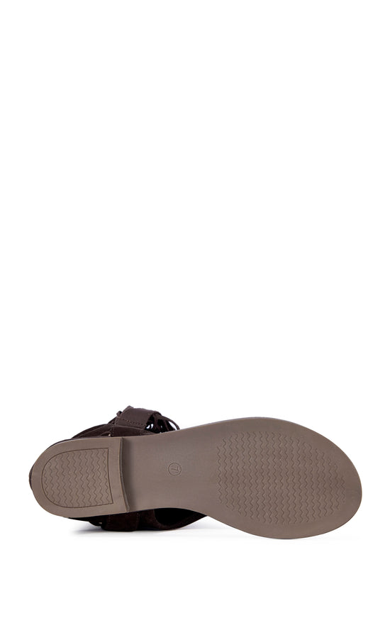 RAINER-CHOCOLATE GLADIATOR FLAT SANDAL