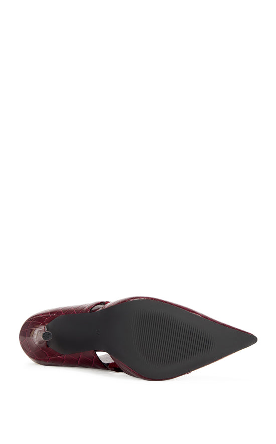 RAMONA-BURGUNDYCROC WRAP-AROUND STILETTO PUMP