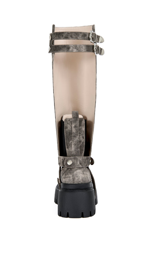 RAMPAGE-BROWN FLAT BOOT | AZALEA WANG
