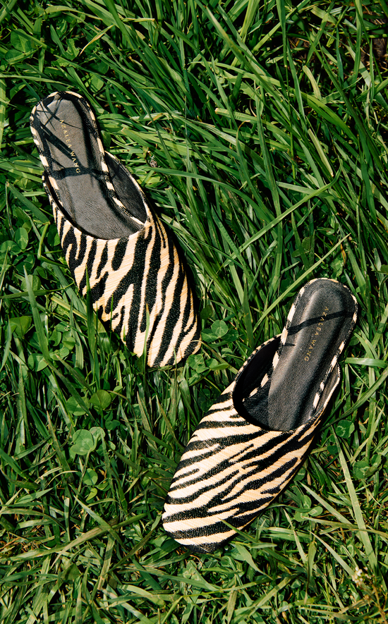 RAPHAEL-ZEBRA GENUINE LEATHER FLAT