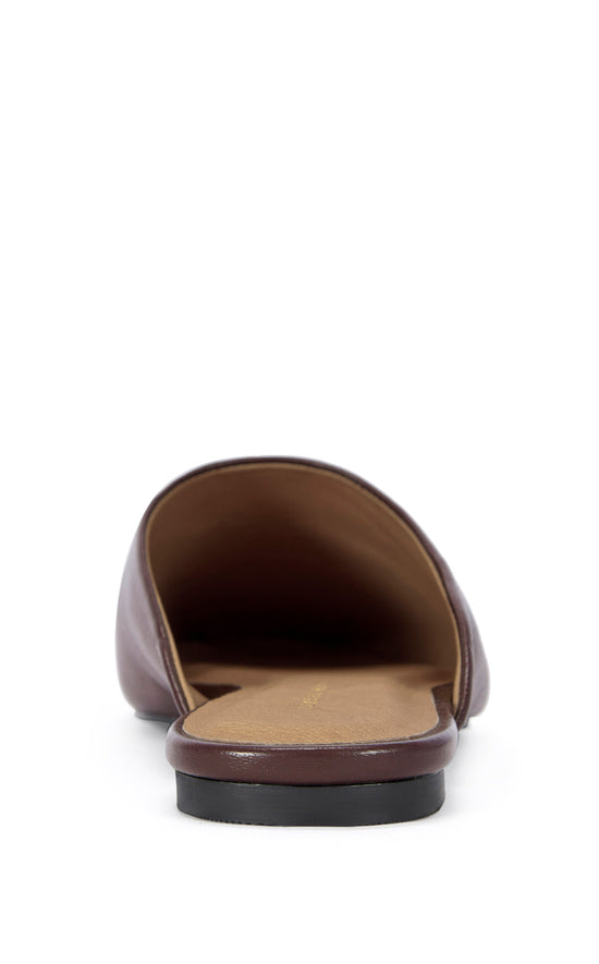 RAPHAEL-CHOCOLATE GENUINE LEATHER FLAT