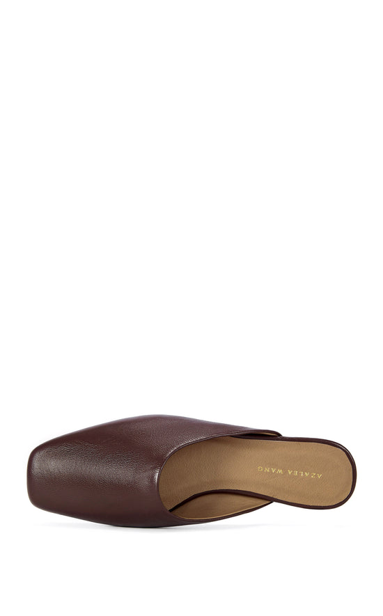 RAPHAEL-CHOCOLATE GENUINE LEATHER FLAT