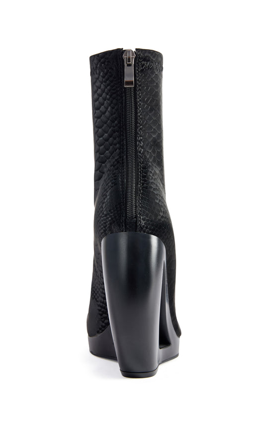 RAPTURE-SNAKE CURVED WEDGE BOOTIE
