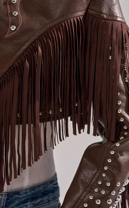 REECE-BROWN MOTO OUTERWEAR | AZALEA WANG