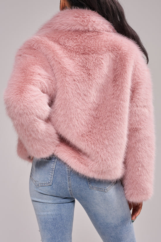 REGINA-BLUSH FAUX FUR JACKET