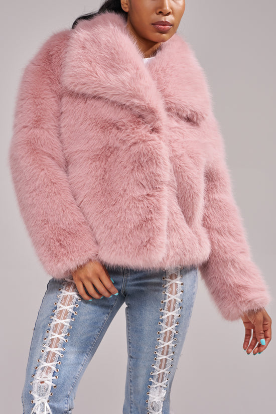 REGINA-BLUSH FAUX FUR JACKET