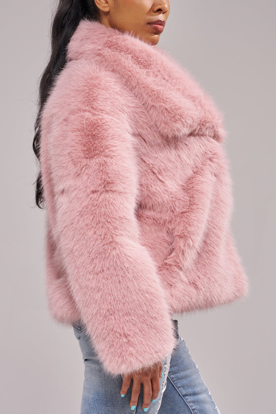 REGINA-BLUSH FAUX FUR JACKET