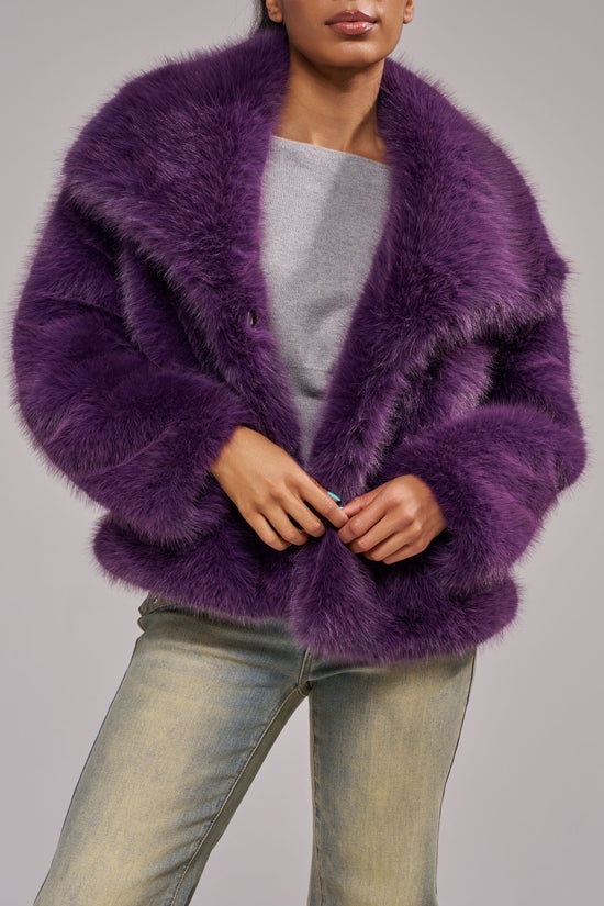 REGINA-PURPLE FAUX FUR JACKET