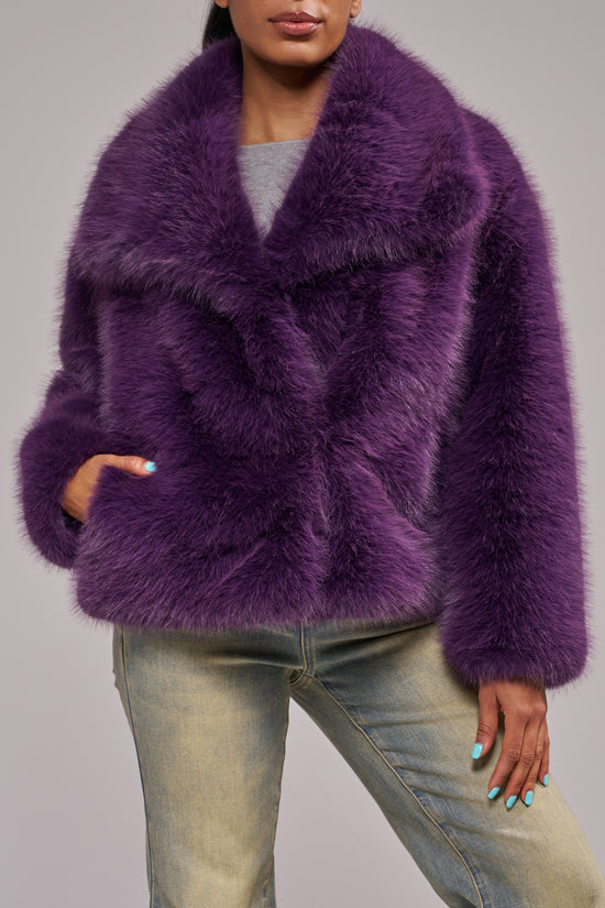 REGINA-PURPLE FAUX FUR JACKET