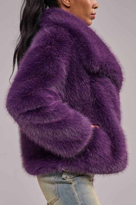 REGINA-PURPLE FAUX FUR JACKET