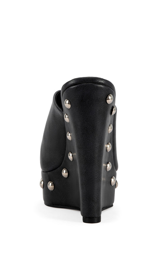 RIALA-CHARCOAL STUDDED PLATFORM WEDGE PUMP