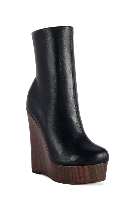 ROAD-BLACK PLATFORM WEDGE BOOTIE