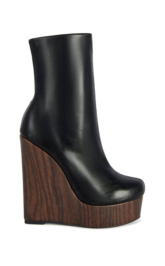 ROAD-BLACK PLATFORM WEDGE BOOTIE