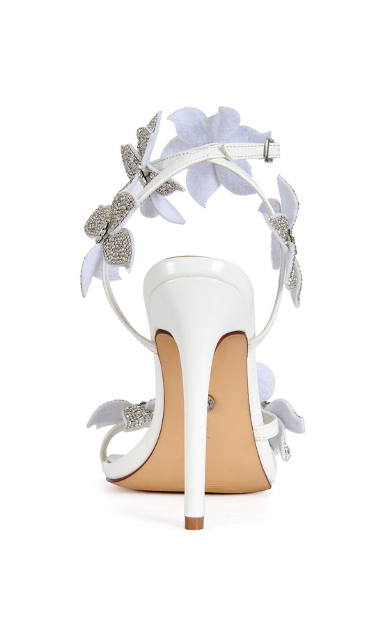 ROMI-WHITE FLORAL STILETTO SANDAL