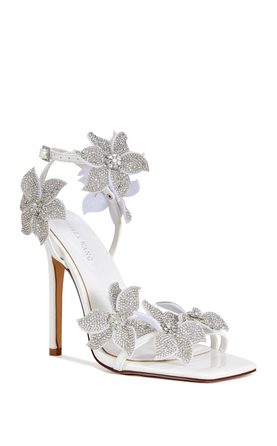 ROMI-WHITE FLORAL STILETTO SANDAL