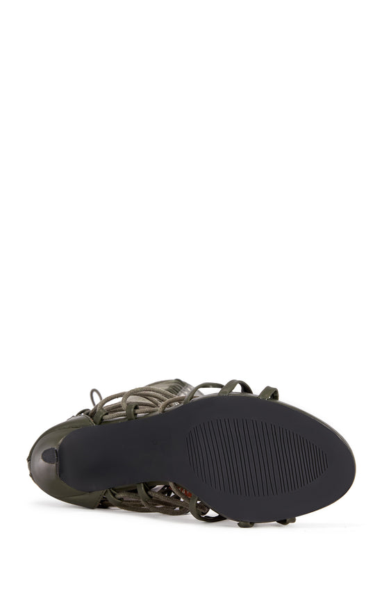 ROSALINA-OLIVE LACED-UP GLADIATOR STILETTO SANDAL