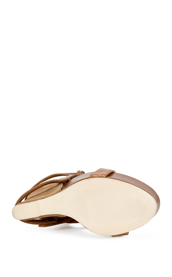 ROTHKO-CAMEL BELTED WEDGE SANDAL BOOTIE