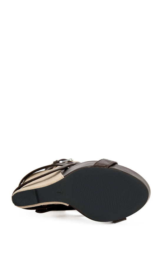 ROTHKO-TAUPE BELTED WEDGE SANDAL BOOTIE