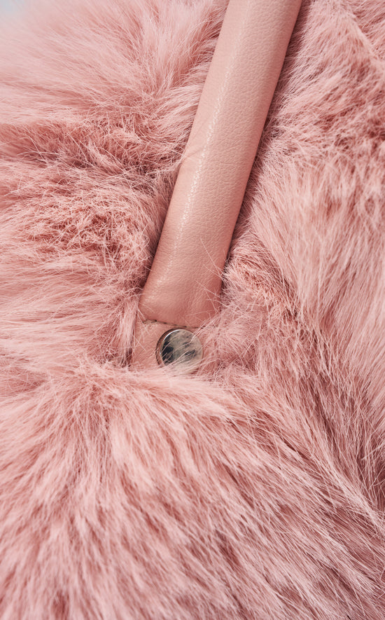 ROXANA-BLUSH FAUX FUR HANDBAG