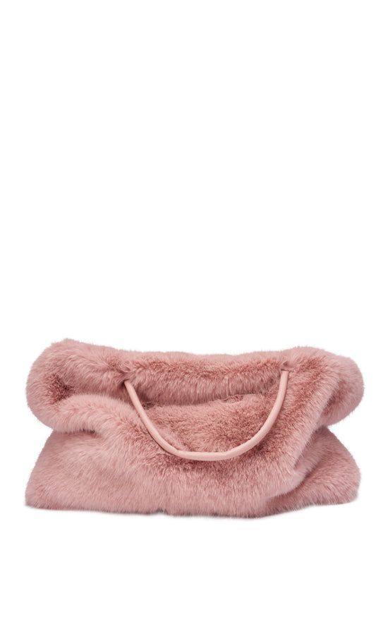 ROXANA-BLUSH FAUX FUR HANDBAG
