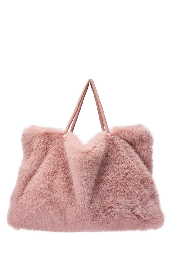 ROXANA-BLUSH FAUX FUR HANDBAG