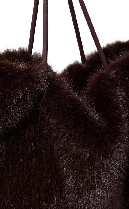 ROXANA-CHOCOLATE FAUX FUR HANDBAG