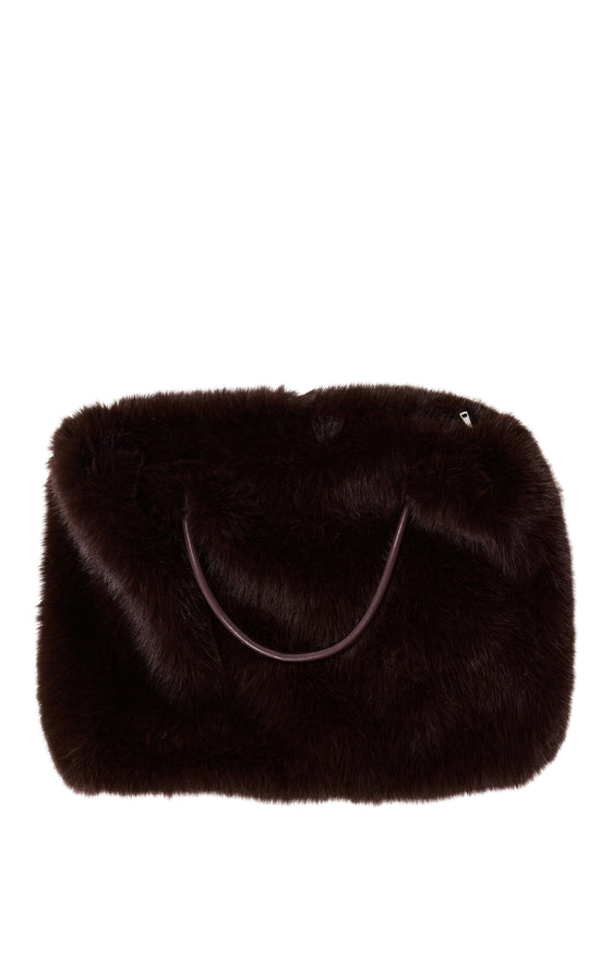 ROXANA-CHOCOLATE FAUX FUR HANDBAG