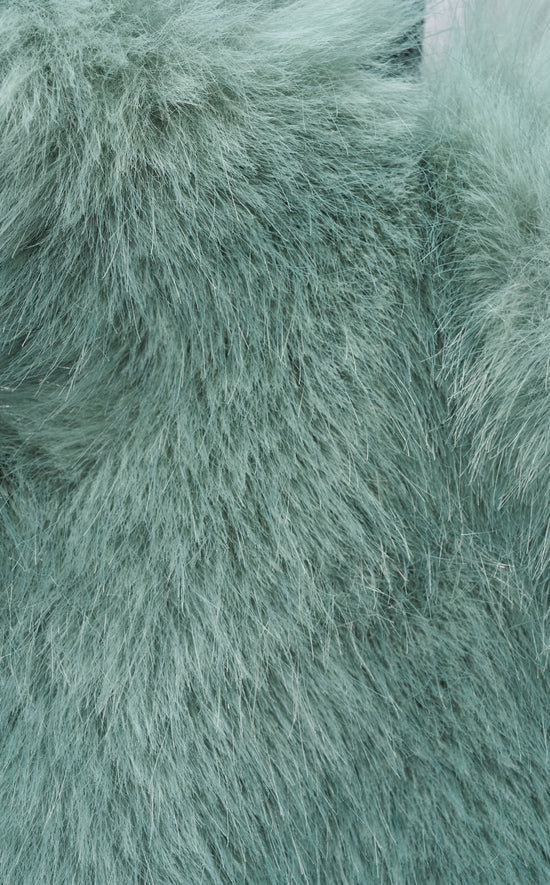ROXANA-TEAL FAUX FUR HANDBAG