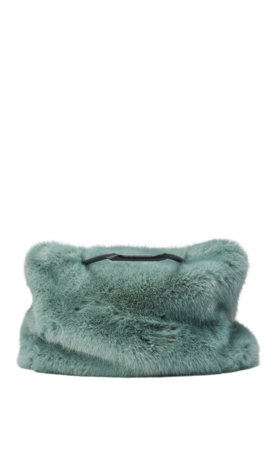 ROXANA-TEAL FAUX FUR HANDBAG