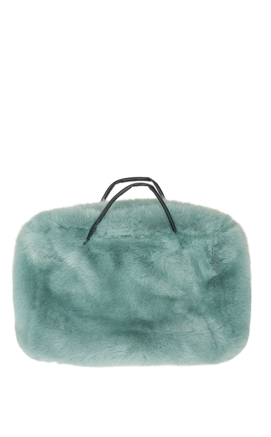 ROXANA-TEAL FAUX FUR HANDBAG