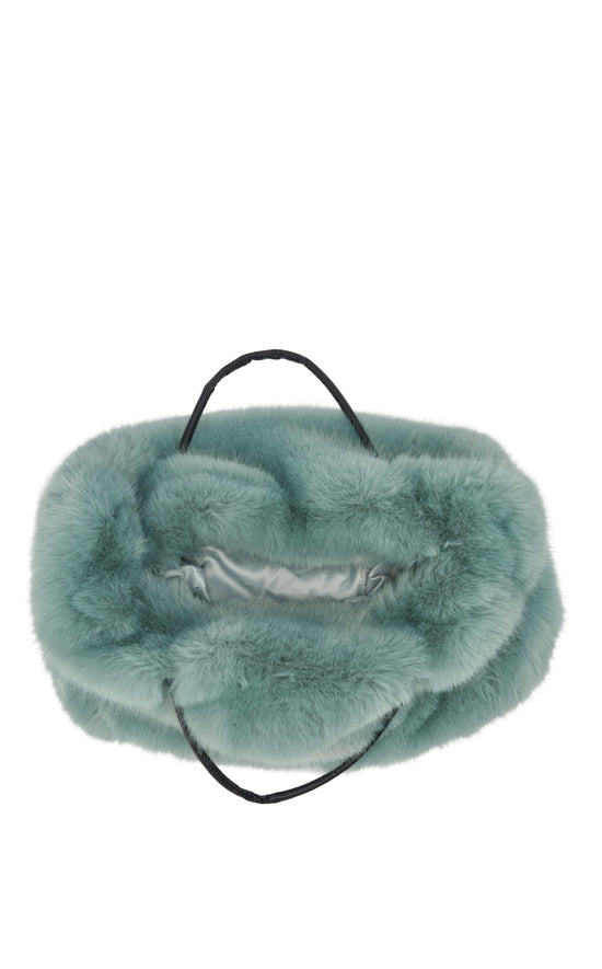 ROXANA-TEAL FAUX FUR HANDBAG