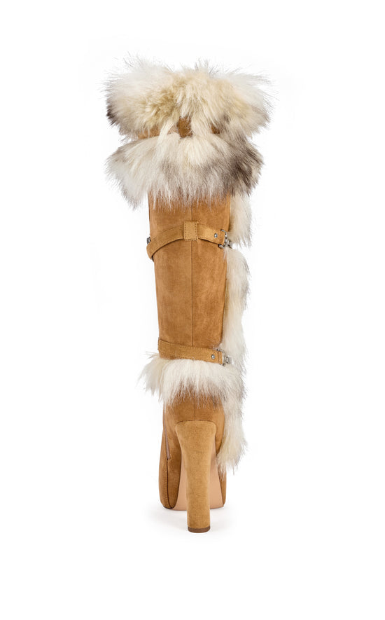 RYLAN-CAMEL FAUX FUR BLOCK BOOT