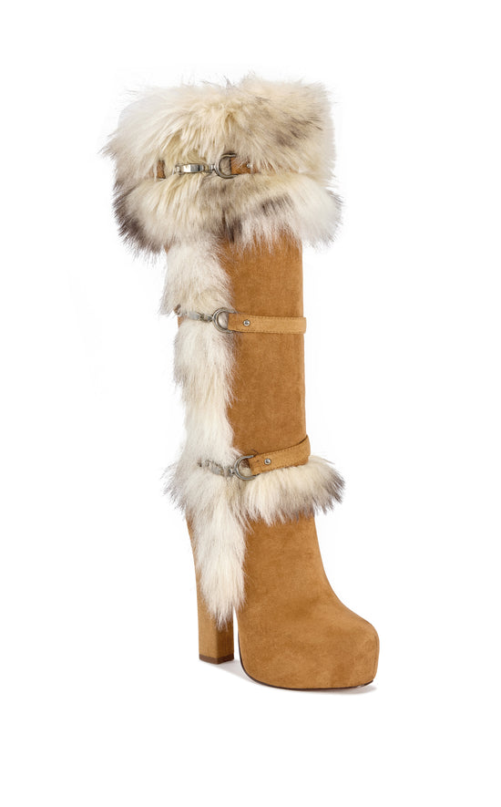 RYLAN-CAMEL FAUX FUR BLOCK BOOT
