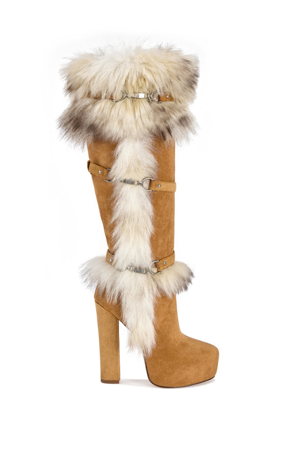 RYLAN-CAMEL FAUX FUR BLOCK BOOT
