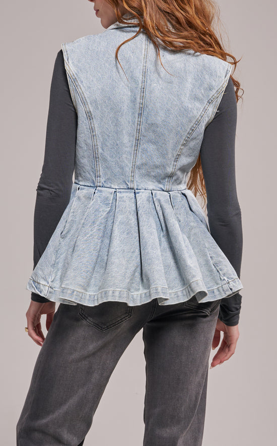RYN-DENIM PEPLUM VEST