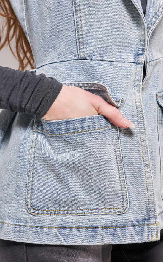 RYN-DENIM PEPLUM VEST