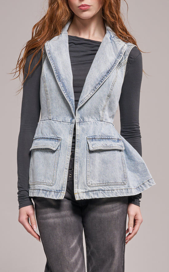 RYN-DENIM PEPLUM VEST