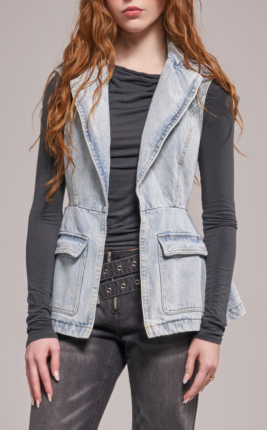 RYN-DENIM PEPLUM VEST