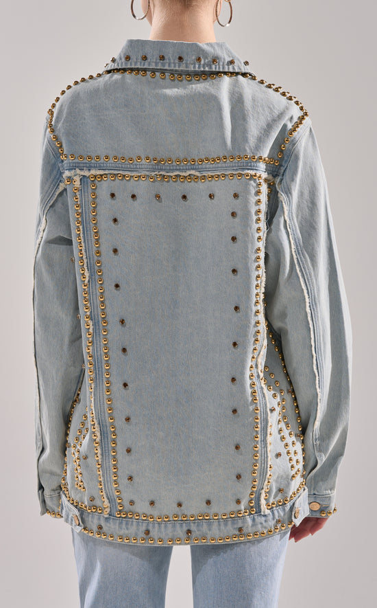 SABLE-DENIM STUDDED JACKET