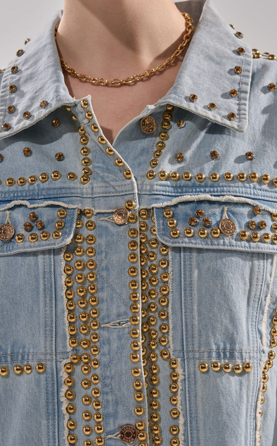 SABLE-DENIM STUDDED JACKET
