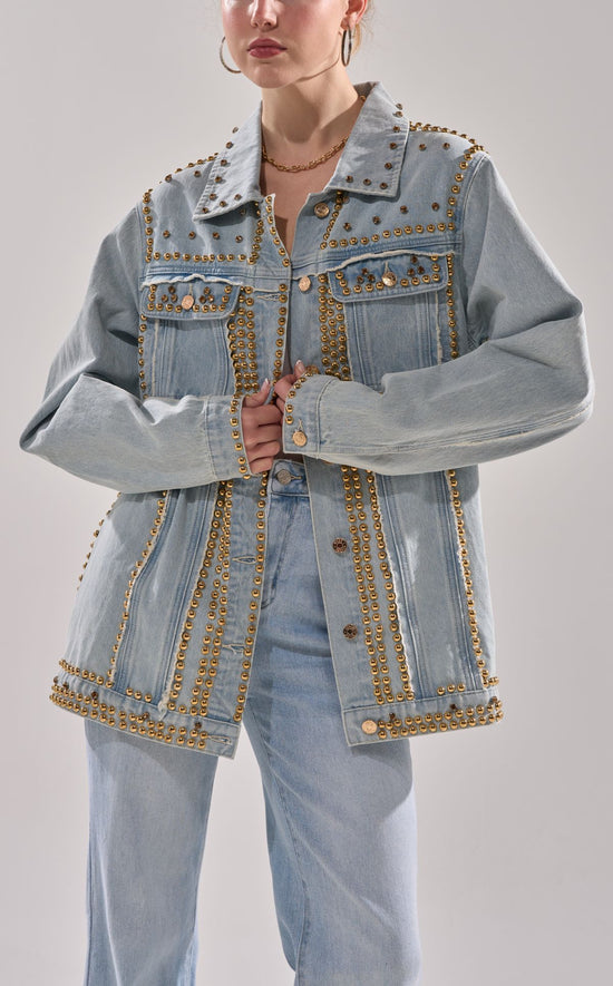 SABLE-DENIM STUDDED JACKET