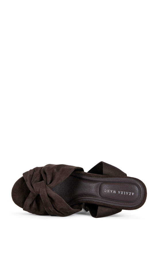 SAKI-CHOCOLATE PLATFORM WRAP-AROUND SANDAL