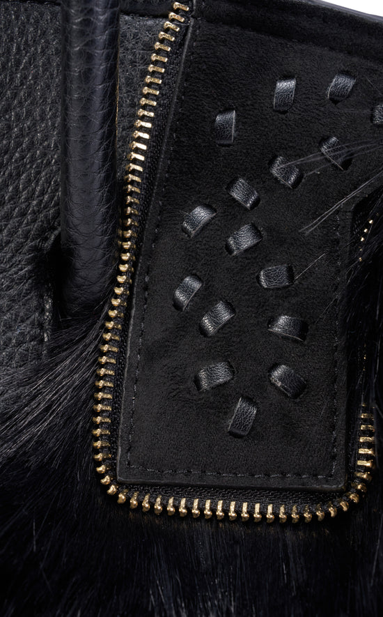 SAMANTHA-BLACK FAUX FUR HANDBAG