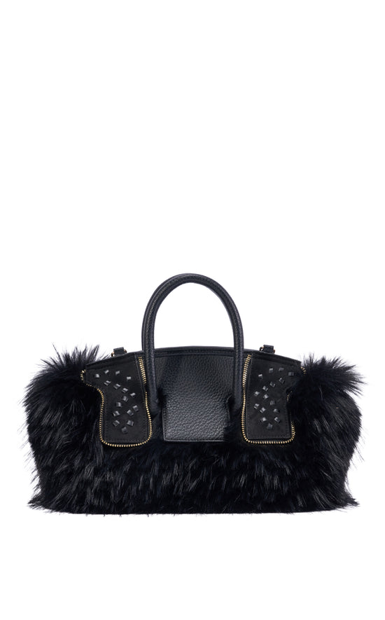 SAMANTHA-BLACK FAUX FUR HANDBAG