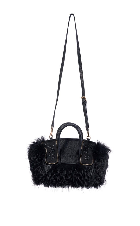 SAMANTHA-BLACK FAUX FUR HANDBAG
