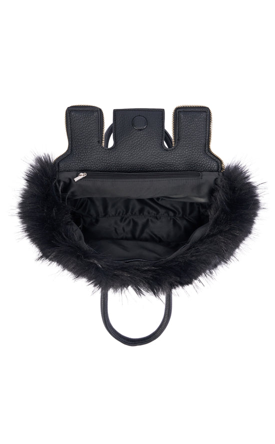 SAMANTHA-BLACK FAUX FUR HANDBAG