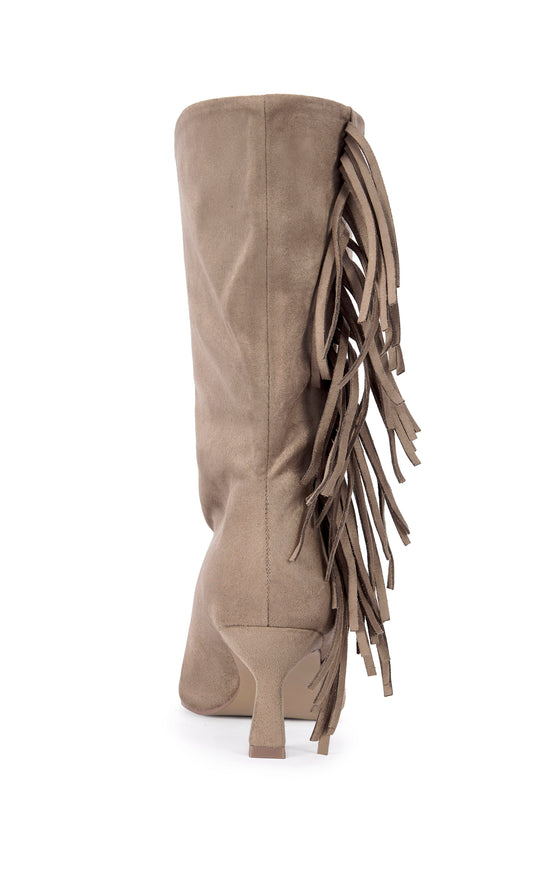 SARIAH-TAUPE FRINGE BOOTIE