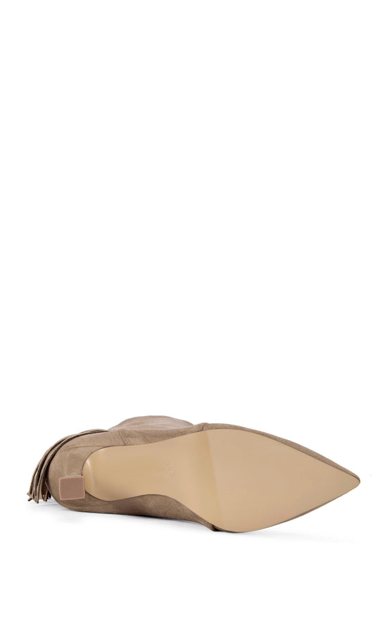 SARIAH-TAUPE FRINGE BOOTIE