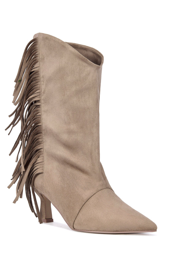 SARIAH-TAUPE FRINGE BOOTIE